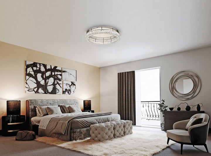 Led Light Chrome Flush Mount Clear Royal Cut Crystal