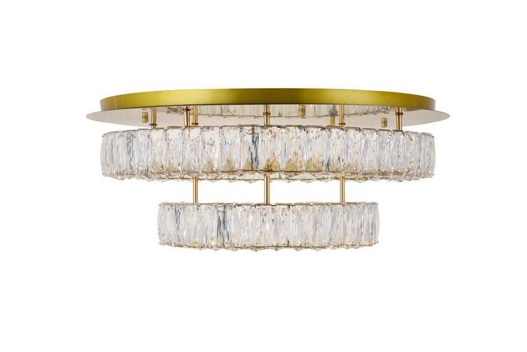 Led Light Gold Flush Mount Clear Royal Cut Crystal by Elegant Lighting