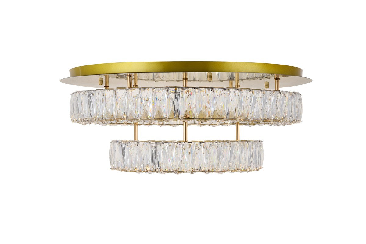 Led Light Gold Flush Mount Clear Royal Cut Crystal by Elegant Lighting