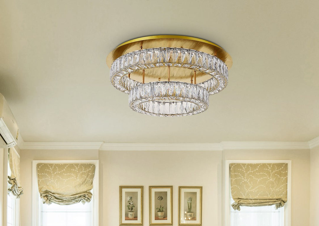 Led Light Gold Flush Mount Clear Royal Cut Crystal