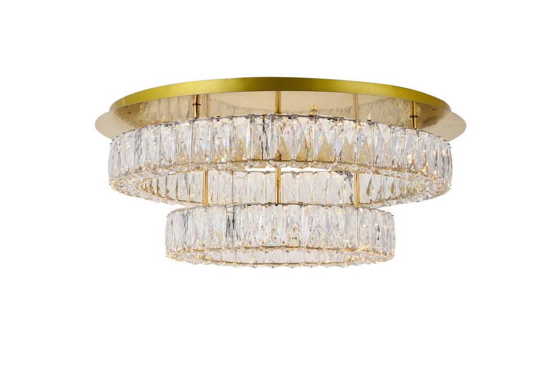 Led Light Gold Flush Mount Clear Royal Cut Crystal