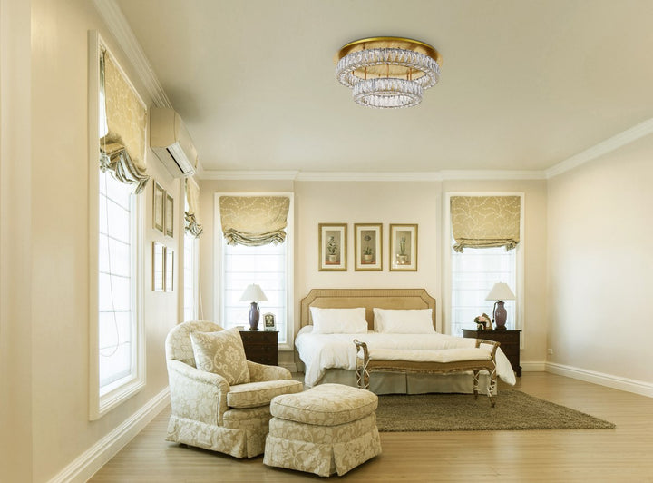 Led Light Gold Flush Mount Clear Royal Cut Crystal