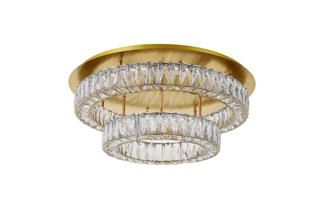 Led Light Gold Flush Mount Clear Royal Cut Crystal