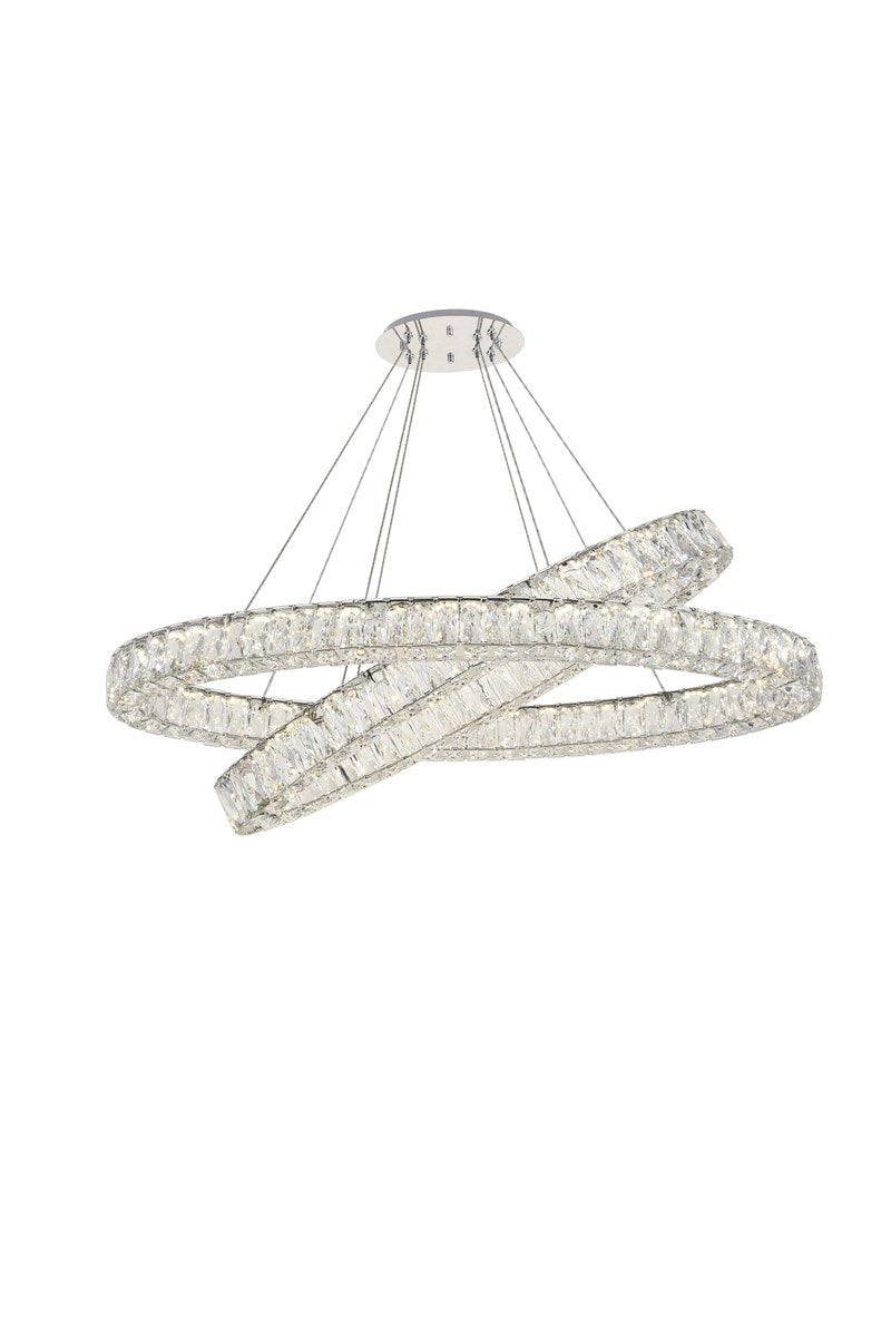 Integrated Led Light Chrome Chandelier Clear Royal Cut Crystal