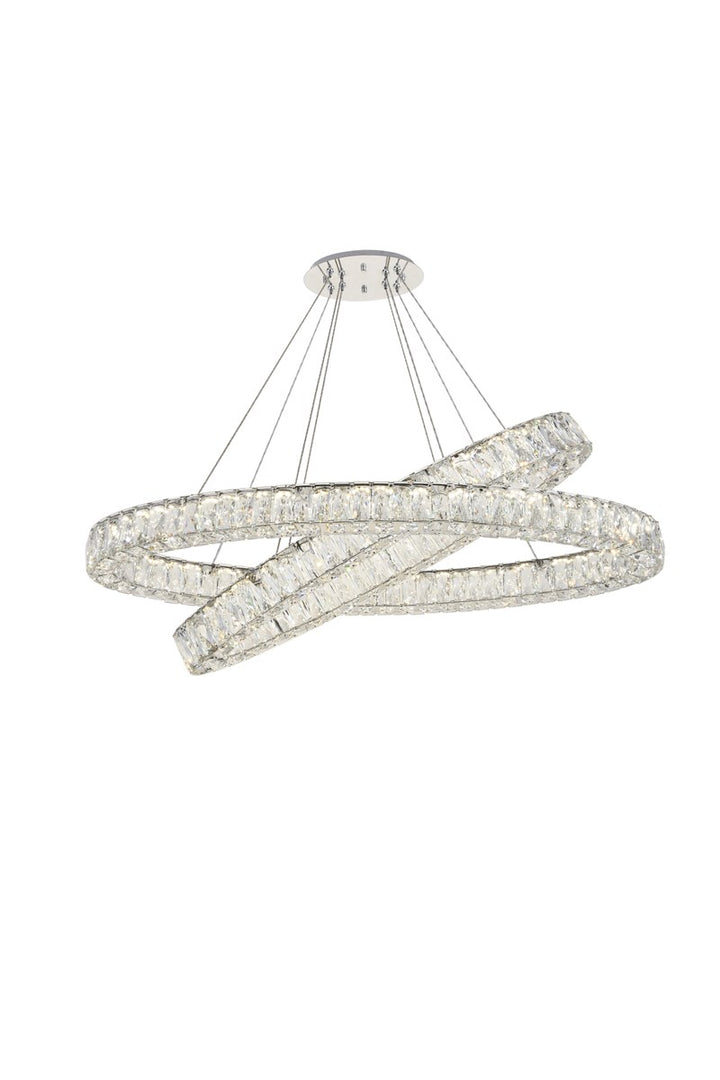 Integrated Led Light Chrome Chandelier Clear Royal Cut Crystal