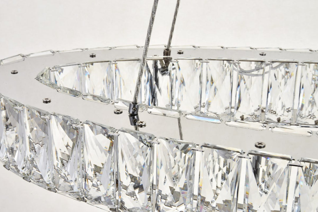 Integrated Led Light Chrome Chandelier Clear Royal Cut Crystal