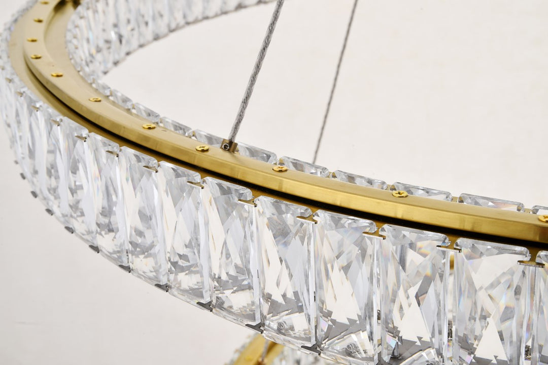Integrated Led Light Gold Chandelier Clear Royal Cut Crystal