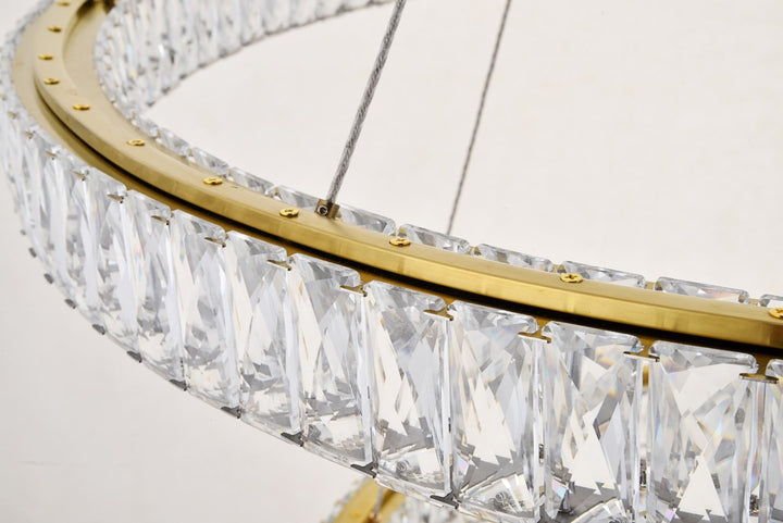 Integrated Led Light Gold Chandelier Clear Royal Cut Crystal