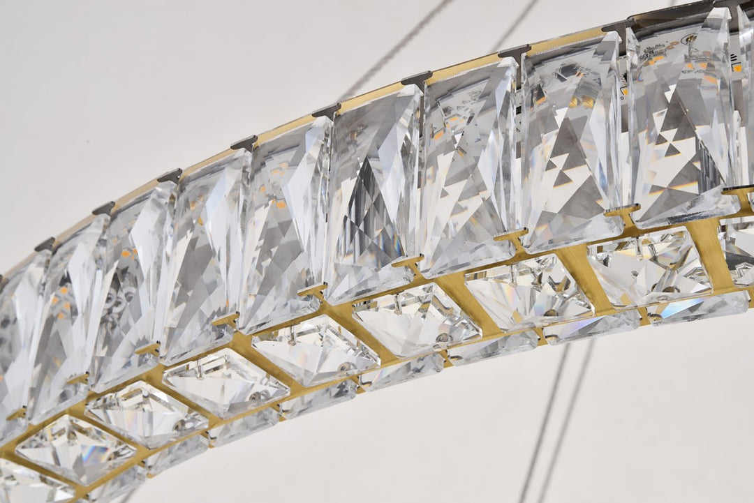 Integrated Led Light Gold Chandelier Clear Royal Cut Crystal