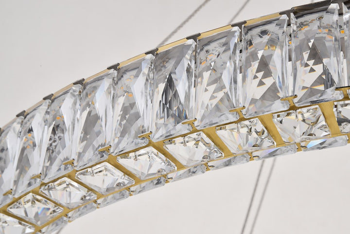 Integrated Led Light Gold Chandelier Clear Royal Cut Crystal