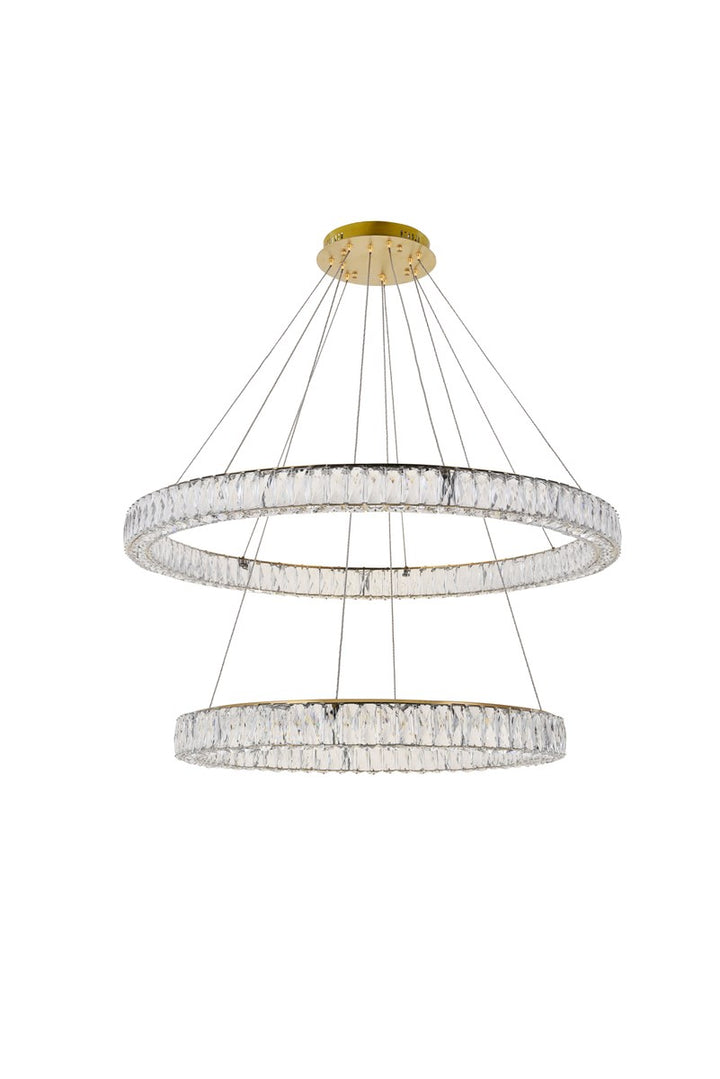 Integrated Led Light Gold Chandelier Clear Royal Cut Crystal