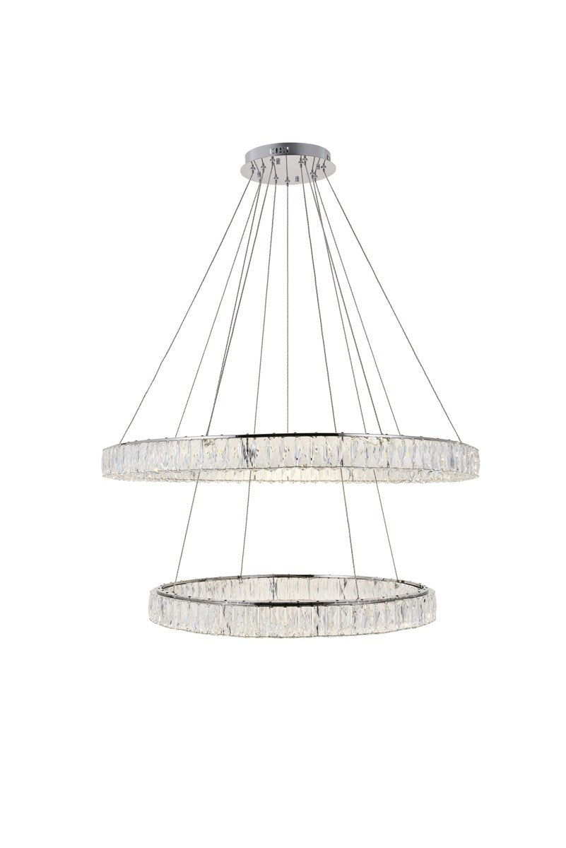 Integrated Led Light Chrome Chandelier Clear Royal Cut Crystal by Elegant Lighting