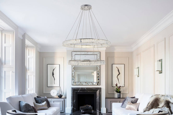 Integrated Led Light Chrome Chandelier Clear Royal Cut Crystal