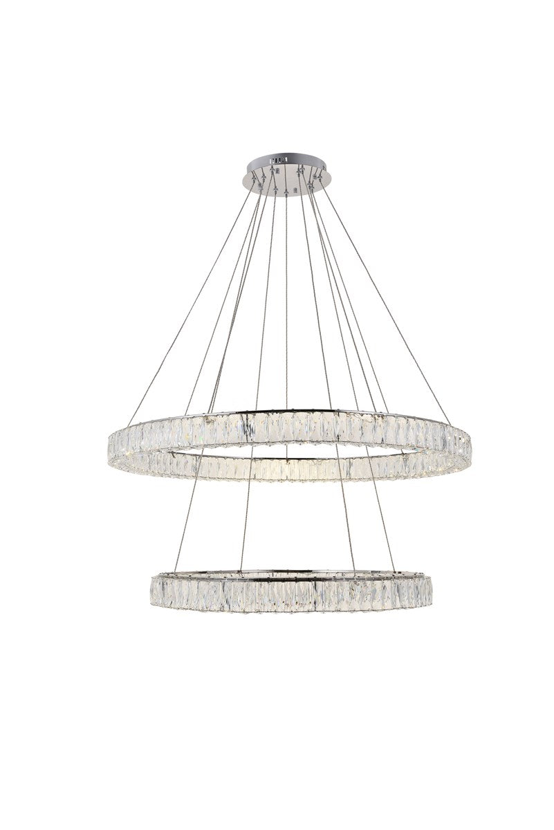 Integrated Led Light Chrome Chandelier Clear Royal Cut Crystal