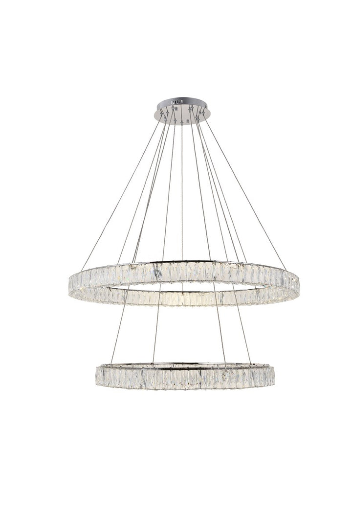 Integrated Led Light Chrome Chandelier Clear Royal Cut Crystal