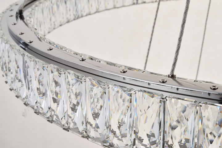 Integrated Led Light Chrome Chandelier Clear Royal Cut Crystal