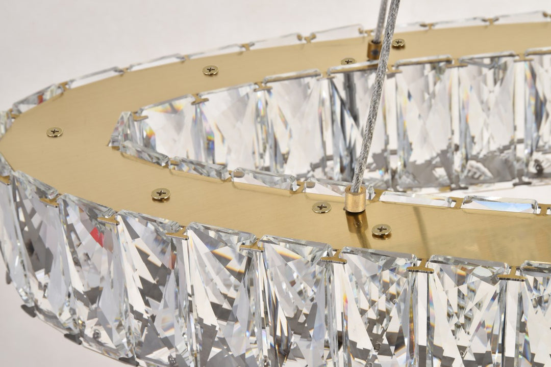 Integrated Led Light Gold Chandelier Clear Royal Cut Crystal