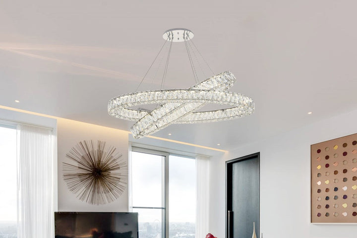 Integrated Led Light Chrome Chandelier Clear Royal Cut Crystal