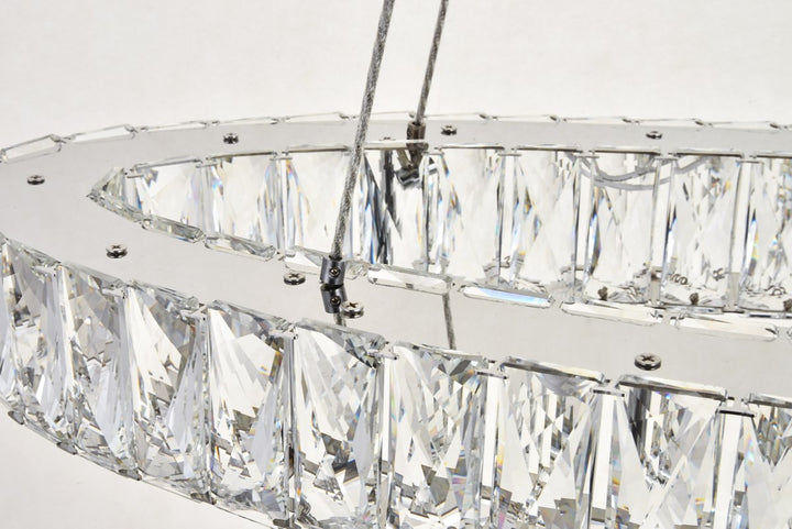 Integrated Led Light Chrome Chandelier Clear Royal Cut Crystal