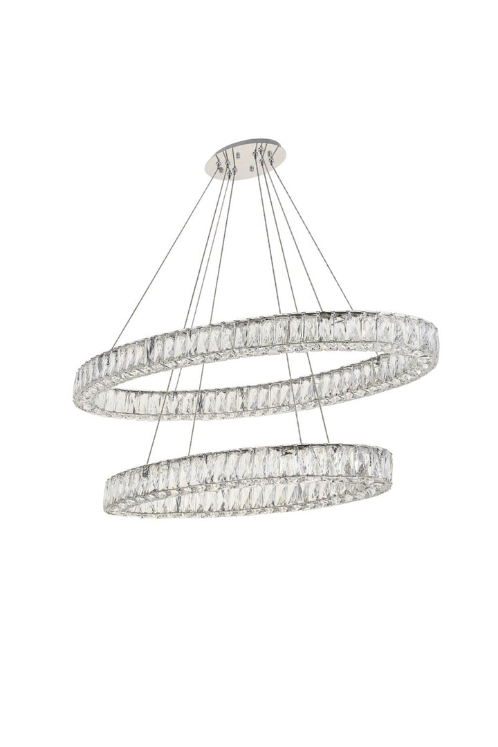 Integrated Led Light Chrome Chandelier Clear Royal Cut Crystal