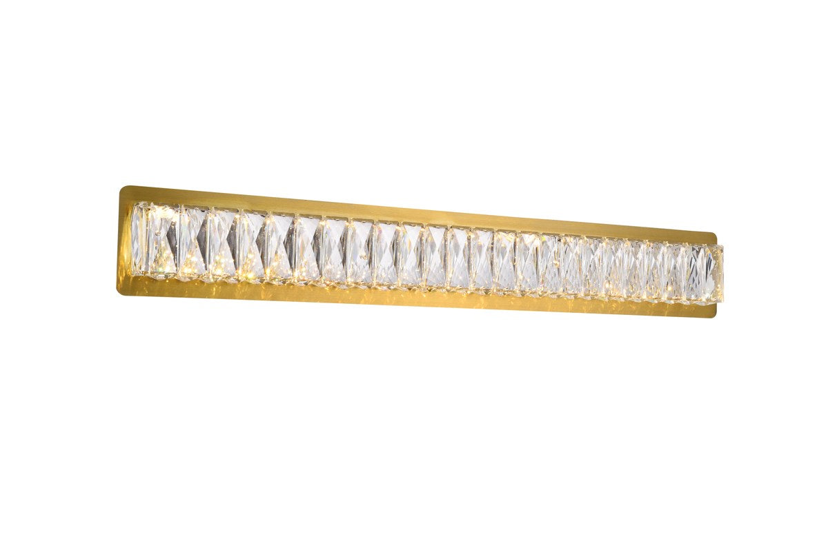 Integrated Led Chip Light Gold Wall Sconce Clear Royal Cut Crystal