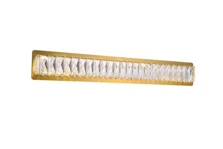Integrated Led Chip Light Gold Wall Sconce Clear Royal Cut Crystal