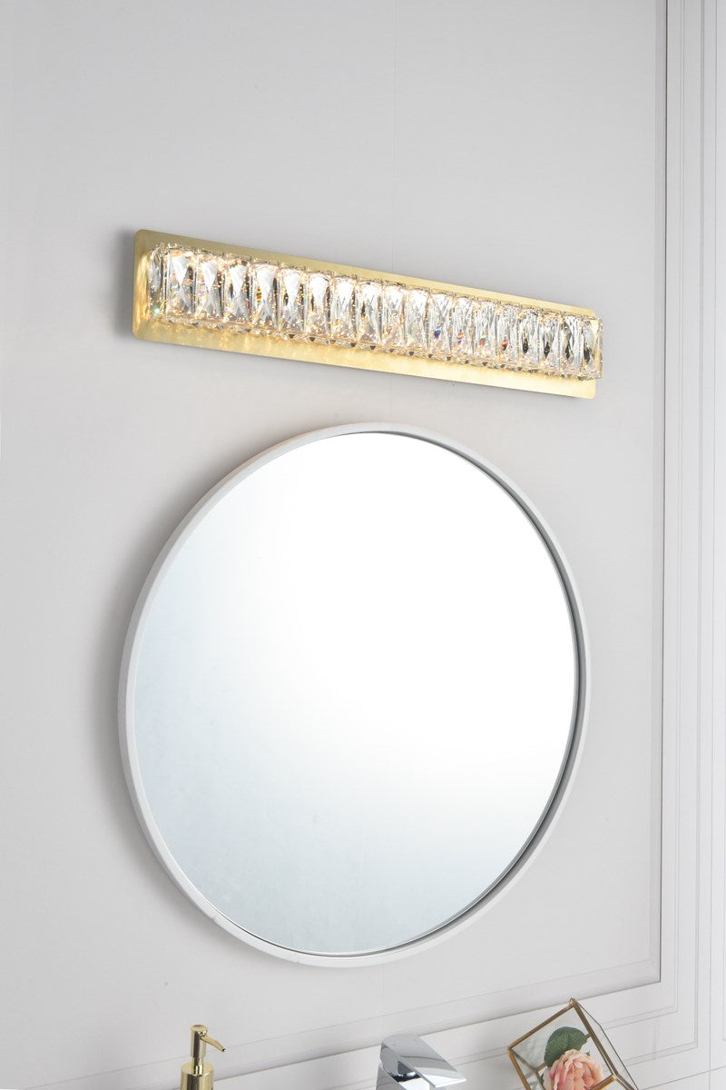 Integrated Led Chip Light Gold Wall Sconce Clear Royal Cut Crystal