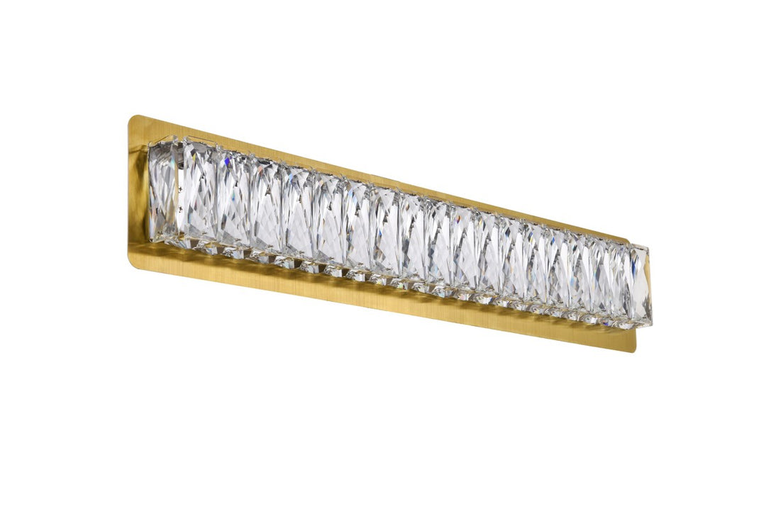 Integrated Led Chip Light Gold Wall Sconce Clear Royal Cut Crystal