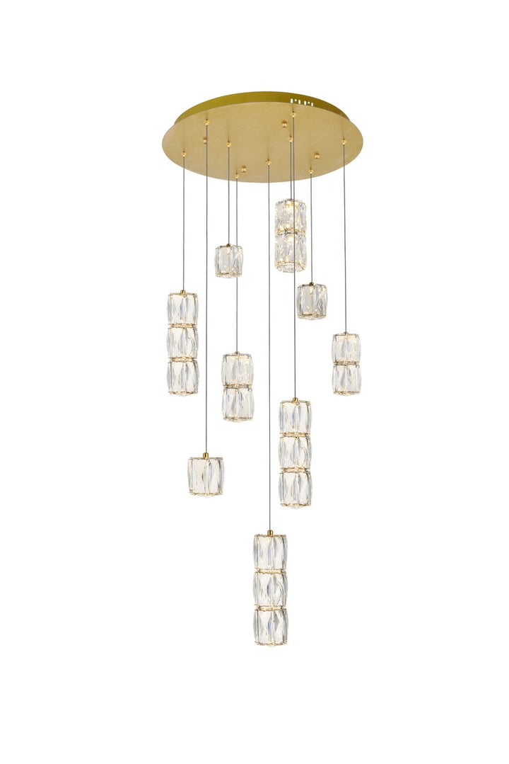 Led Light Gold Pendant Clear Royal Cut Crystal by Elegant Lighting