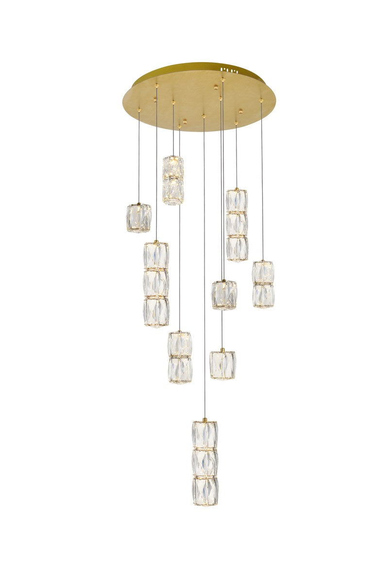 Led Light Gold Pendant Clear Royal Cut Crystal