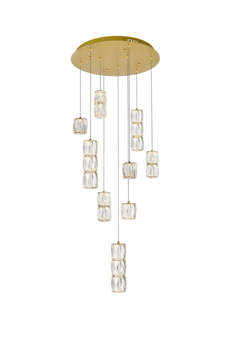 Led Light Gold Pendant Clear Royal Cut Crystal
