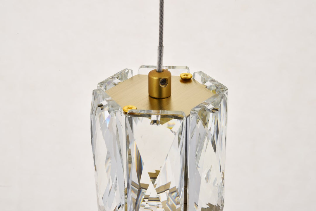 Led Light Gold Pendant Clear Royal Cut Crystal