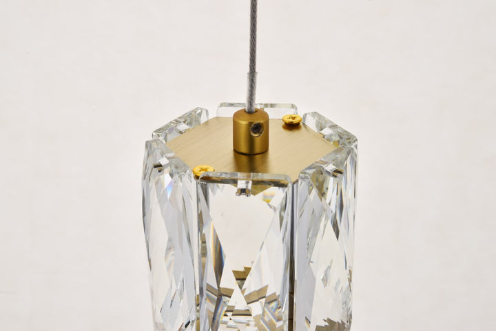 Led Light Gold Pendant Clear Royal Cut Crystal