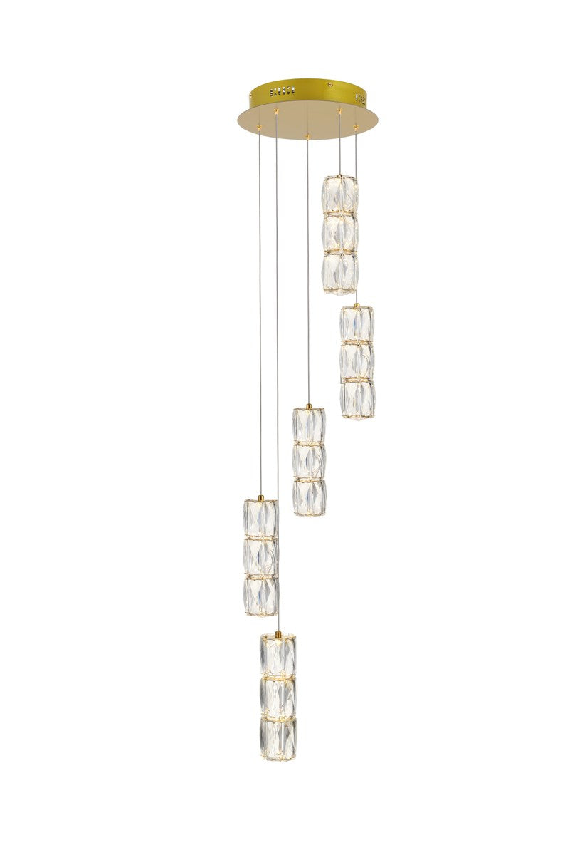 Led Light Gold Pendant Clear Crystal by Elegant Lighting