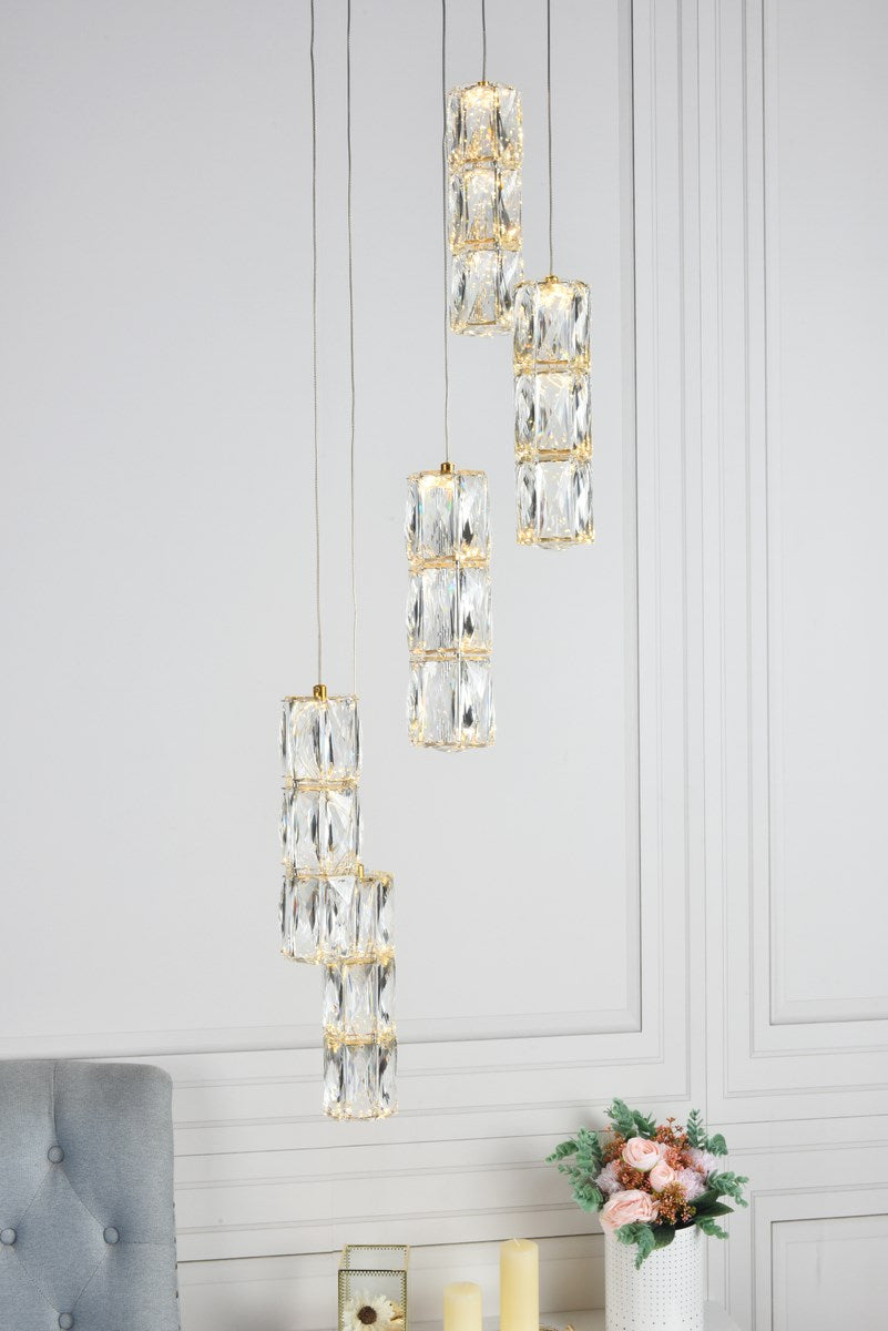 Led Light Gold Pendant Clear Crystal