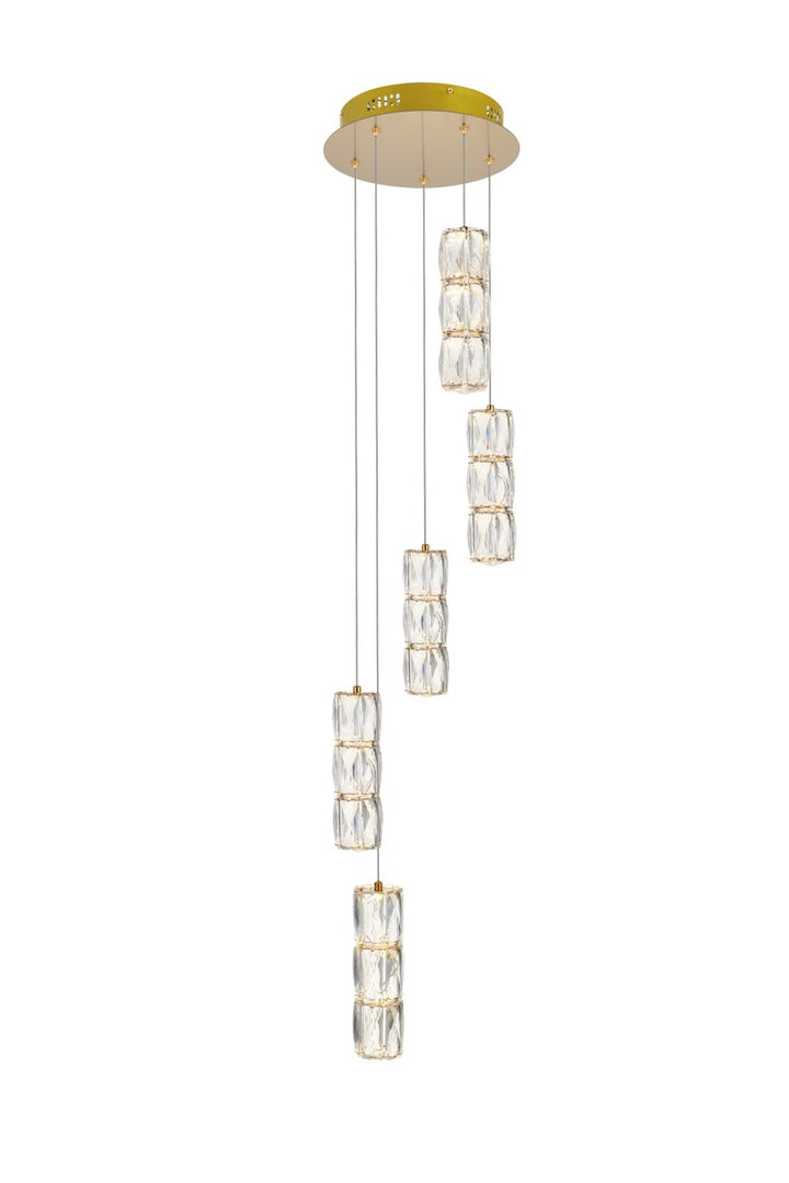 Led Light Gold Pendant Clear Crystal