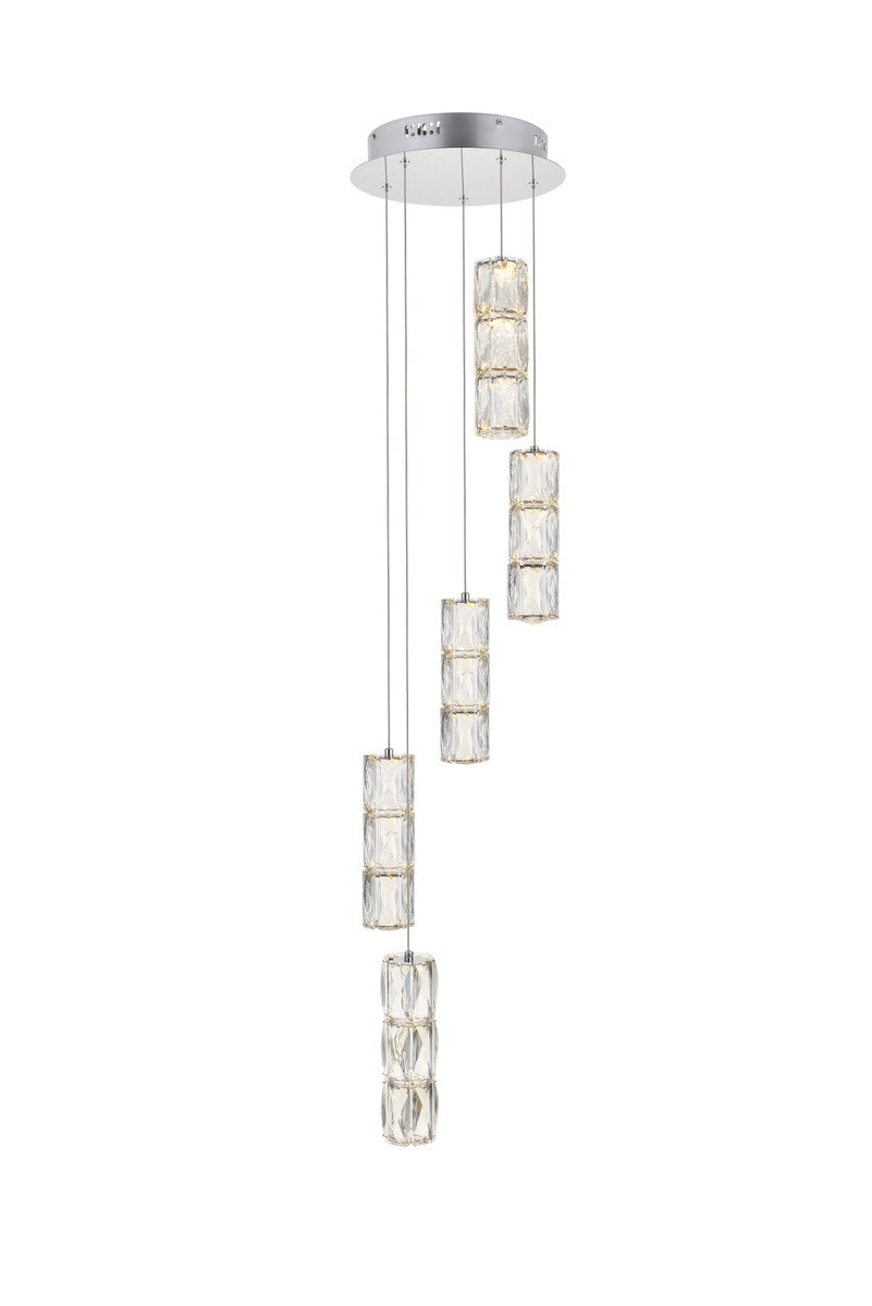 Led Light Chrome Pendant Clear Crystal by Elegant Lighting