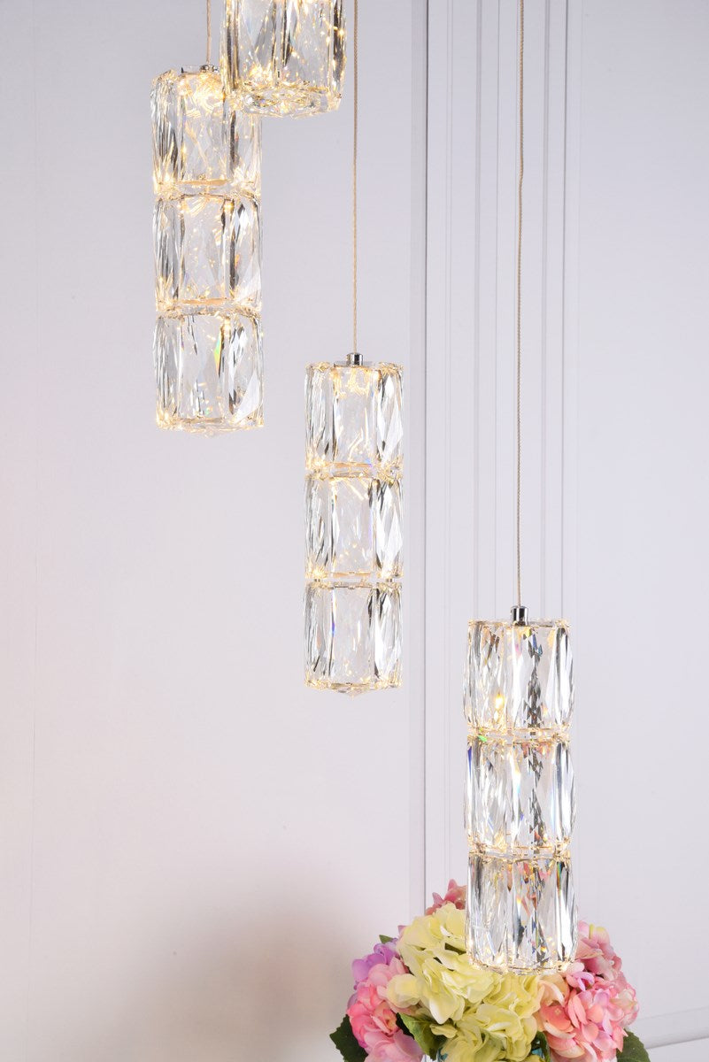 Led Light Chrome Pendant Clear Crystal