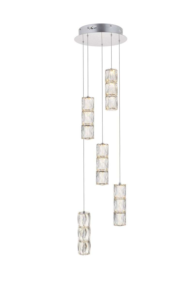 Led Light Chrome Pendant Clear Crystal