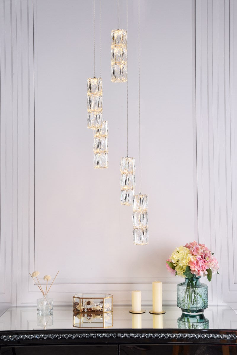 Led Light Chrome Pendant Clear Crystal