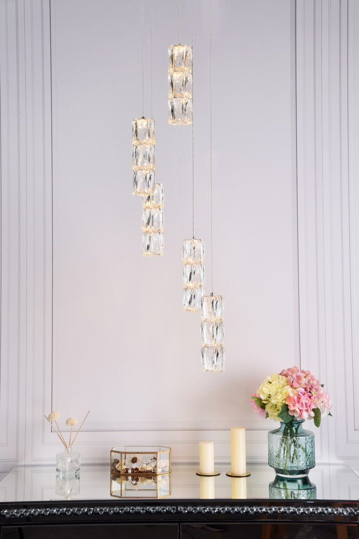 Led Light Chrome Pendant Clear Crystal