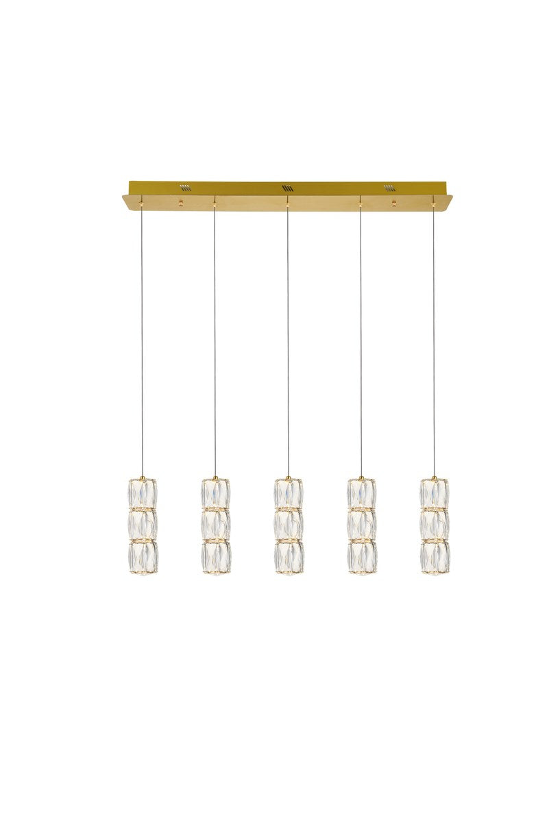 Led Light Gold Pendant Clear Royal Cut Crystal by Elegant Lighting