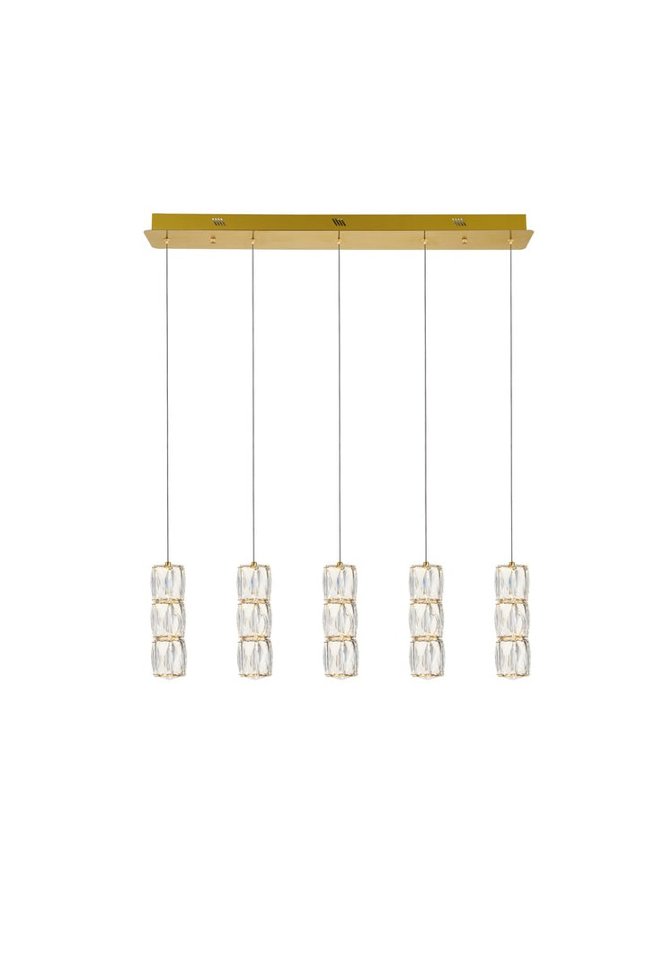 Led Light Gold Pendant Clear Royal Cut Crystal by Elegant Lighting