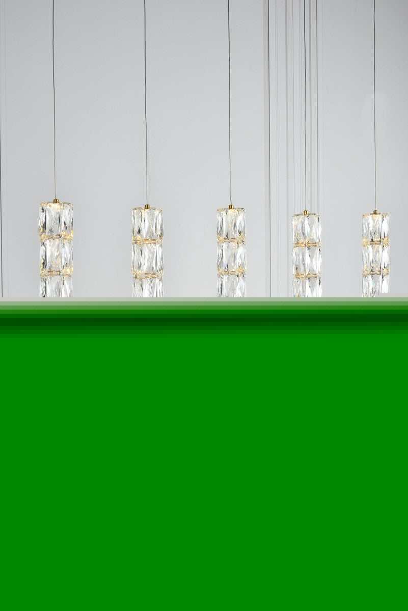 Led Light Gold Pendant Clear Royal Cut Crystal