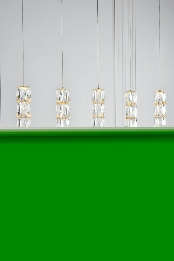 Led Light Gold Pendant Clear Royal Cut Crystal