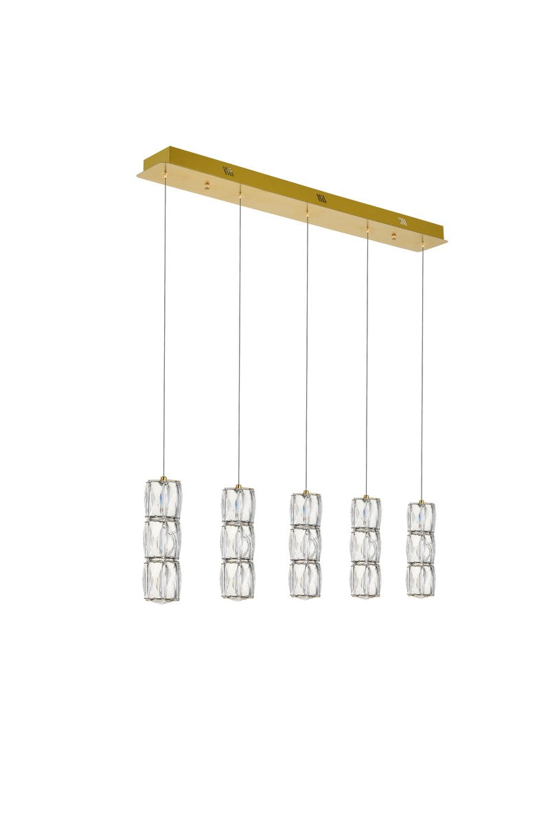 Led Light Gold Pendant Clear Royal Cut Crystal
