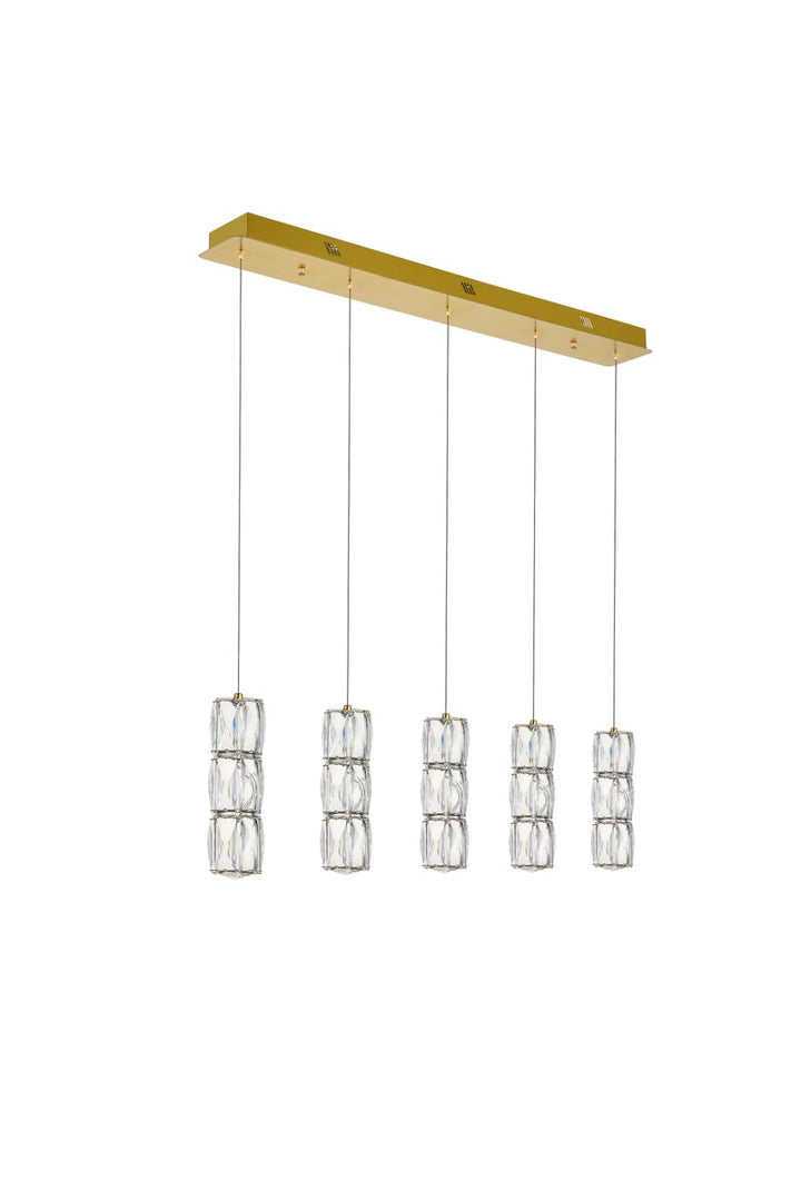 Led Light Gold Pendant Clear Royal Cut Crystal