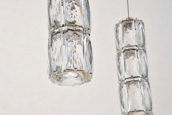 Led Light Gold Pendant Clear Royal Cut Crystal