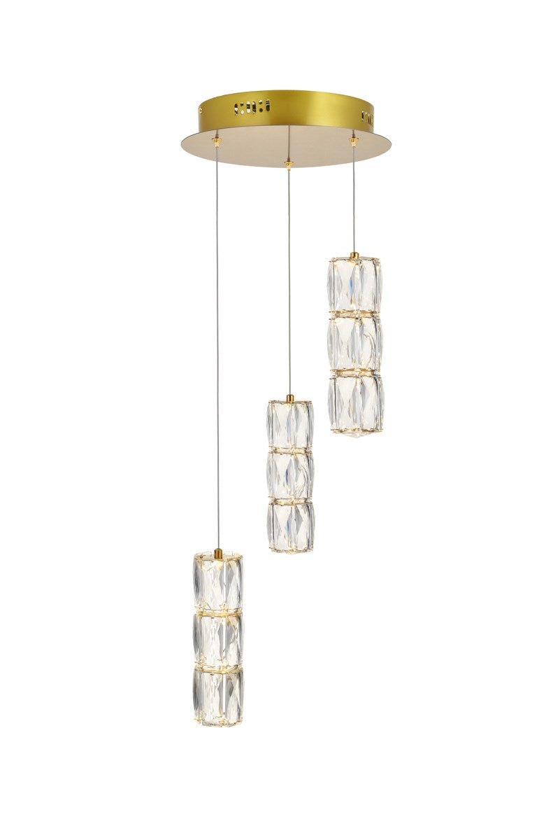 Led Light Gold Pendant Clear Crystal by Elegant Lighting