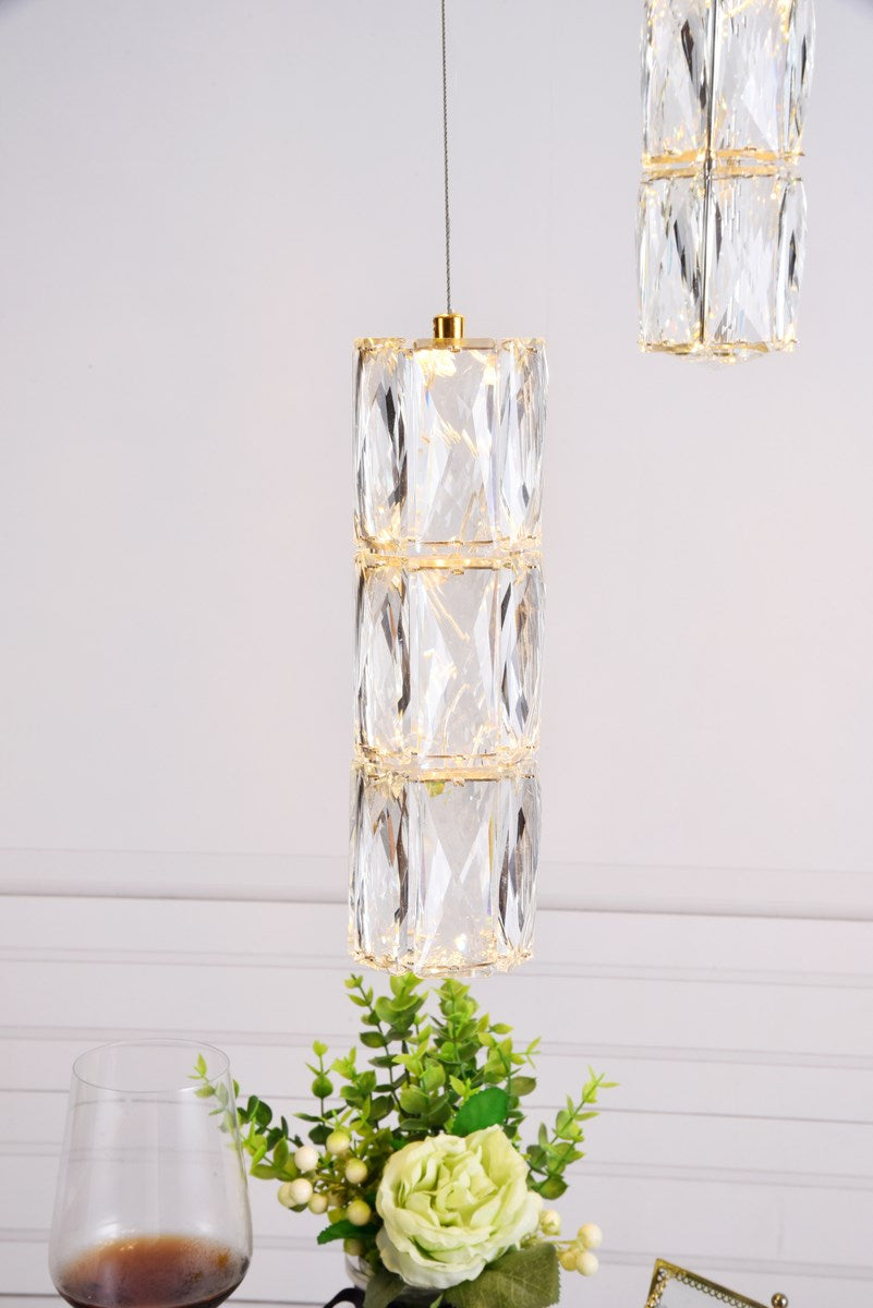 Led Light Gold Pendant Clear Crystal